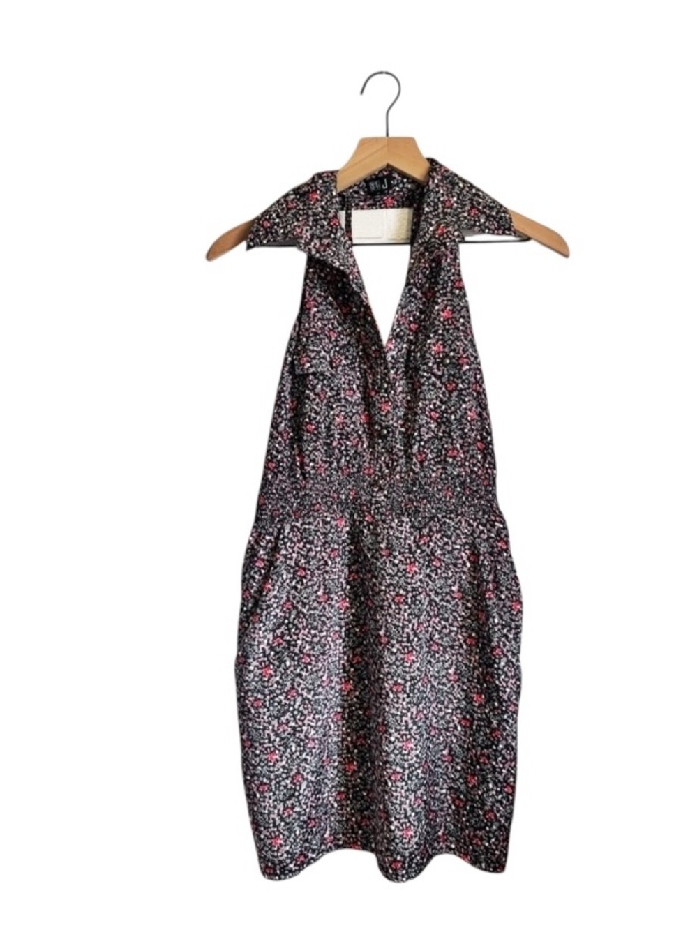 Modcloth Urban Florist Black & Pink Floral Henley Sleeveless Mini Dress